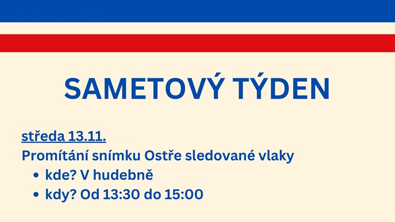 Sametový týden na DG - 11. - 15. 11. 2024