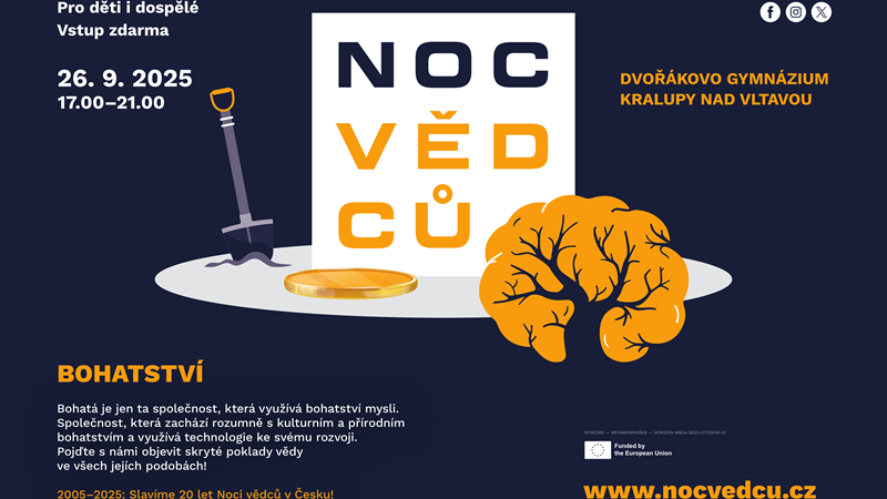 Noc vědců  – Zveme Vás v pátek 26. 9. 2025 na večer plný objevů, tvořivosti a zábavy na Dvořákově gymnáziu